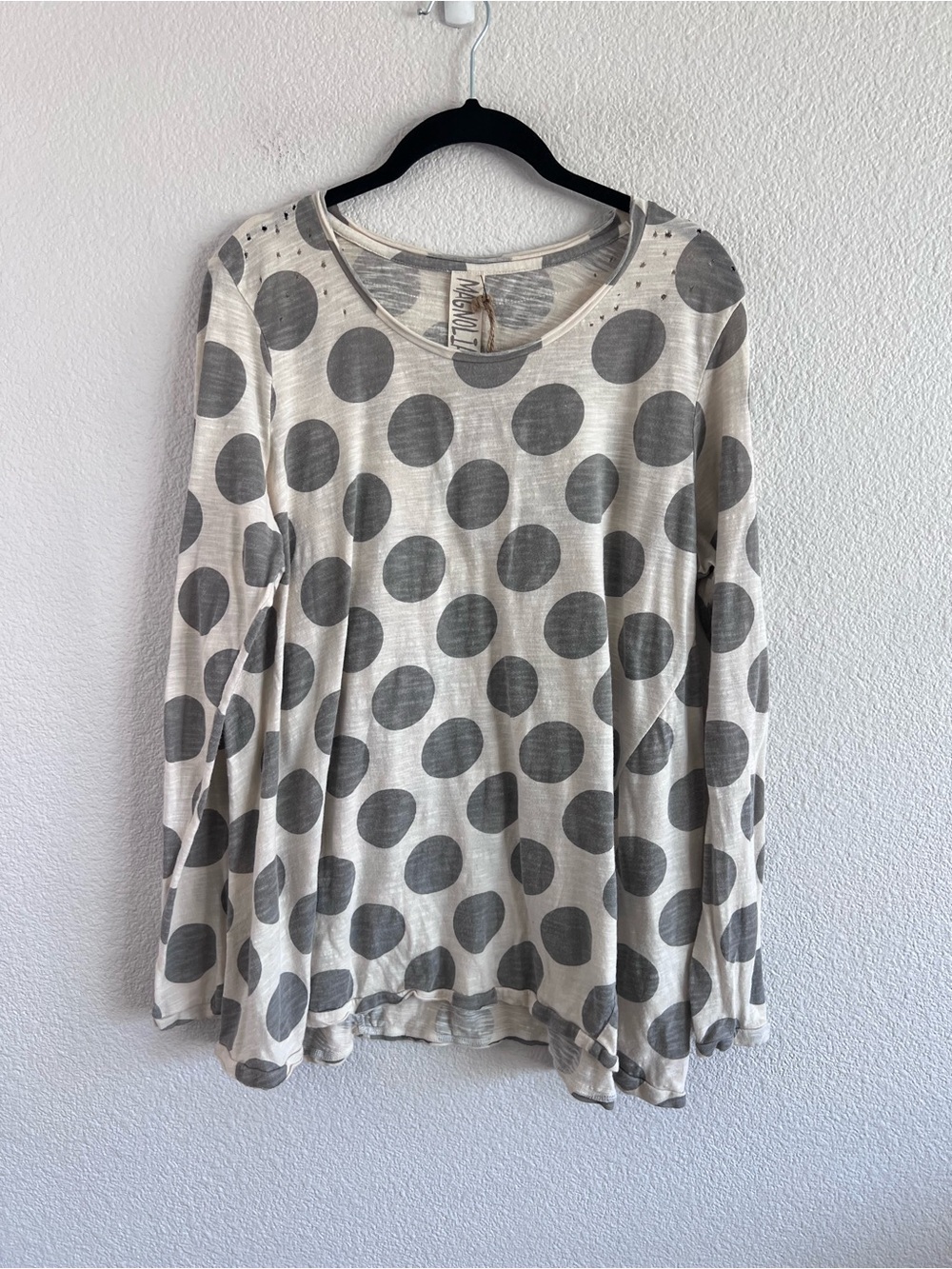 NWT Magnolia Pearl Dylan Go Go Dot Cotton Jersey Distressed Oversized OS